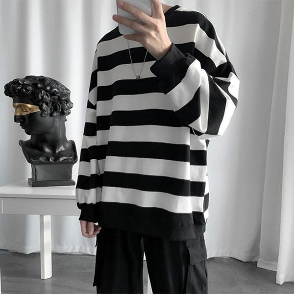 men's t-shirts harajuku fashion striped long sleeves t shirt loose vintage clothes minimalist style hip hop streetwear, White;black
men's t-shirts harajuku fashion striped long sleeves t shirt loose vintage clothes minimalist style hip hop streetwear, White;black