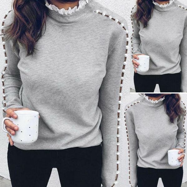 women's sweaters women long sleeve lace hollow turtleneck pearl ladies autumn warm, White;black
women's sweaters women long sleeve lace hollow turtleneck pearl ladies autumn warm, White;black