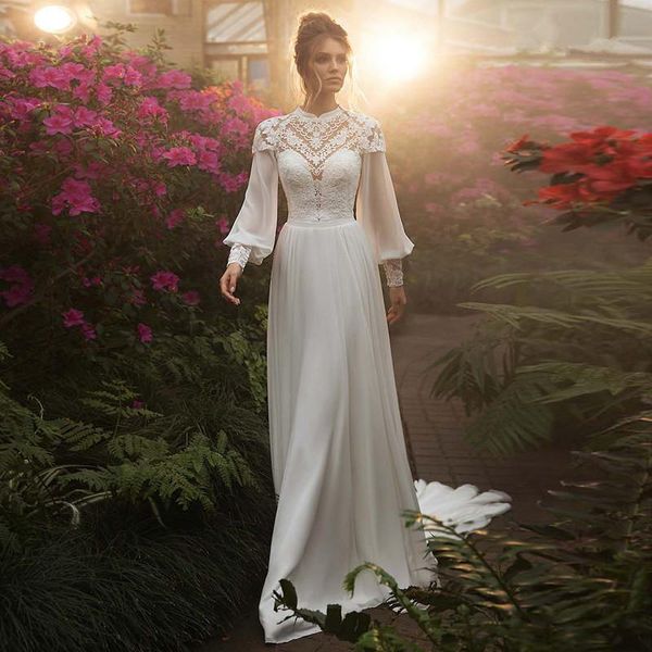 other wedding dresses boho chiffon a-line 2021 long puffy sleeves elegant lace bohemian bridal gowns arabic vintage vestido de noiva, White
other wedding dresses boho chiffon a-line 2021 long puffy sleeves elegant lace bohemian bridal gowns arabic vintage vestido de noiva, White