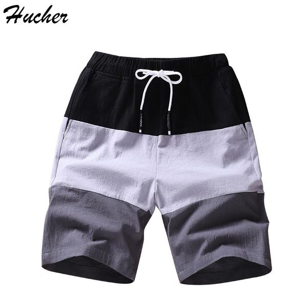 men's shorts huncher casual 2021 summer fashion plus size cotton spliced board knee length beach for men printed, White;black 
men's shorts huncher casual 2021 summer fashion plus size cotton spliced board knee length beach for men printed, White;black