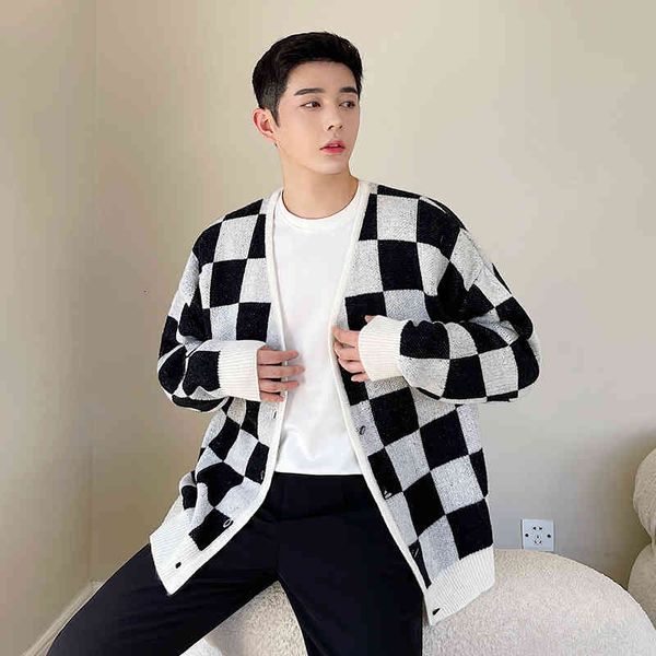 men's jackets autumn men checkerboard loose casual plaid sweater cardigan coat male women vintage knitwear jacket cbe9, Black;brown
men's jackets autumn men checkerboard loose casual plaid sweater cardigan coat male women vintage knitwear jacket cbe9, Black;brown