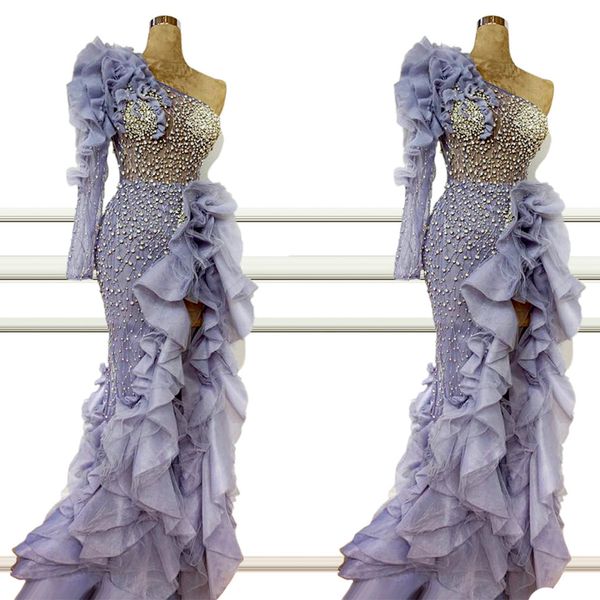2021 fashion prom dresses mermaid ruffle tiered split beading tulle dubai evening gowns beaded long formal dress, Black
2021 fashion prom dresses mermaid ruffle tiered split beading tulle dubai evening gowns beaded long formal dress, Black