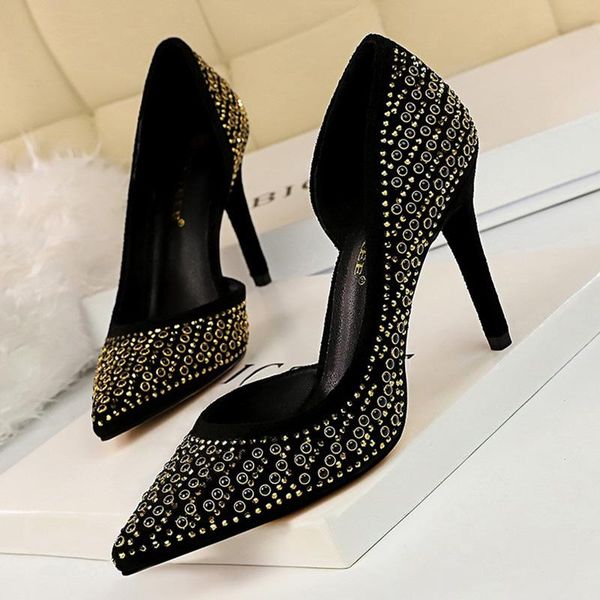 dress shoes fashion women pumps female stiletto thin high heels pointed wedding party suede shallow metal rivet sexy, Black
dress shoes fashion women pumps female stiletto thin high heels pointed wedding party suede shallow metal rivet sexy, Black