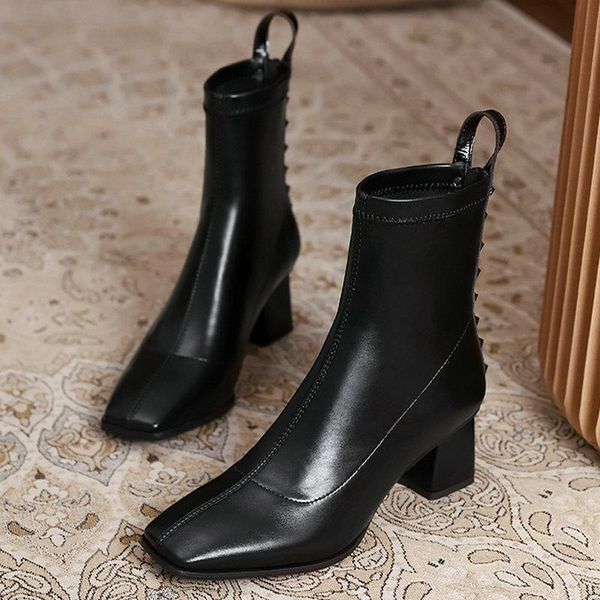 boots side zipper women's genuine leather pointed toe shoes woman heels 2021 winter office lady party ankle, Black
boots side zipper women's genuine leather pointed toe shoes woman heels 2021 winter office lady party ankle, Black