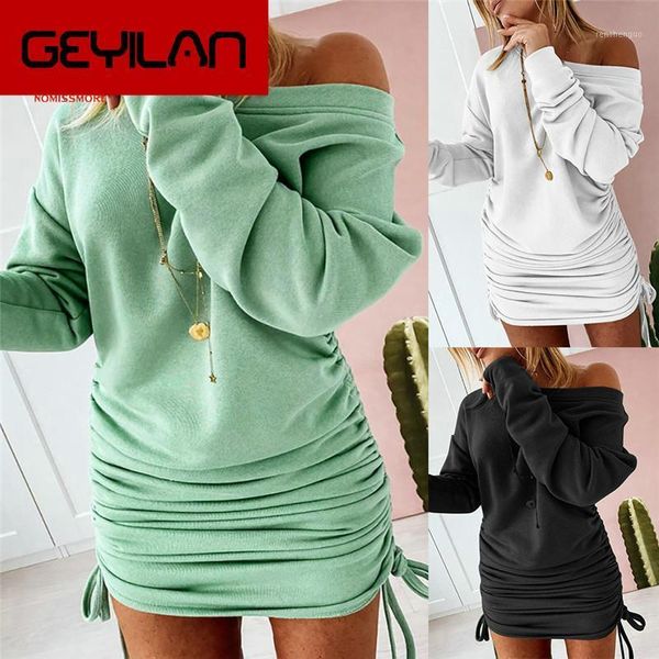 women pencil dress shrinkage drawstring design o-neck long sleeve mid waist solid color slim pullovers mini casual dresses, Black;gray
women pencil dress shrinkage drawstring design o-neck long sleeve mid waist solid color slim pullovers mini casual dresses, Black;gray