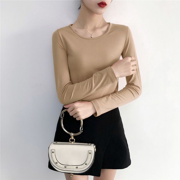women's t-shirt velvet bottom shirt female long sleeve autumn and winter tight pure color big round collar mp194 osae, White
women's t-shirt velvet bottom shirt female long sleeve autumn and winter tight pure color big round collar mp194 osae, White
