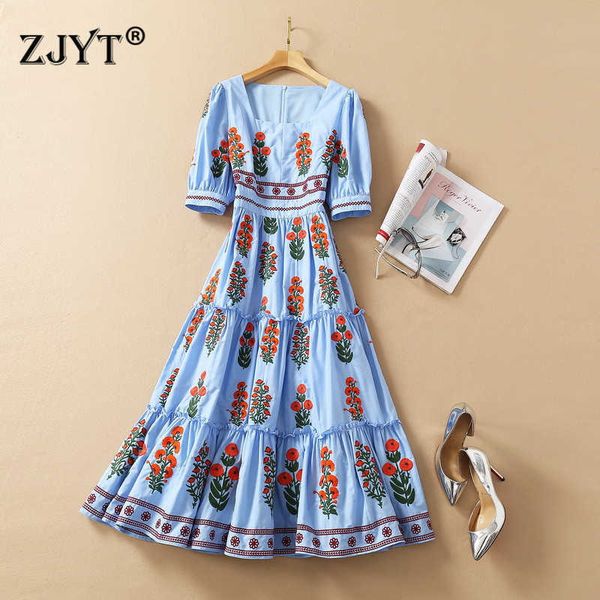 summer runway fashion luxury embroidery cotton dress women short sleeve square collar robe midi aline party blue vestidos 210601, Black;gray
summer runway fashion luxury embroidery cotton dress women short sleeve square collar robe midi aline party blue vestidos 210601, Black;gray