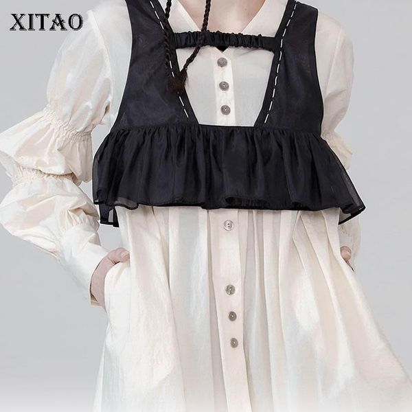 women's vests xitao niche style black handcraft sutures v neck sense of design short belt vest 2021 spring summer women casual dmy4108, Black;white
women's vests xitao niche style black handcraft sutures v neck sense of design short belt vest 2021 spring summer women casual dmy4108, Black;white