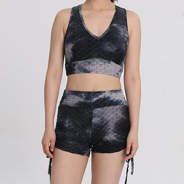 women's tracksuits jacquard tie-dye sports workout sets twe-piece u-shaped tank shorts summer gym running yoga fitness outfits 2021 a40, Gray
women's tracksuits jacquard tie-dye sports workout sets twe-piece u-shaped tank shorts summer gym running yoga fitness outfits 2021 a40, Gray