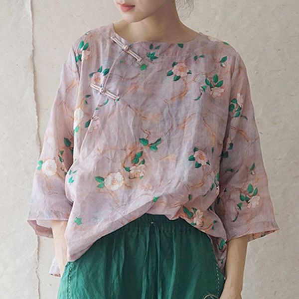 johnature summer retro print plate buckle three quarter sleeve thin shirt simple loose comfortable all-match women 210521, White
johnature summer retro print plate buckle three quarter sleeve thin shirt simple loose comfortable all-match women 210521, White