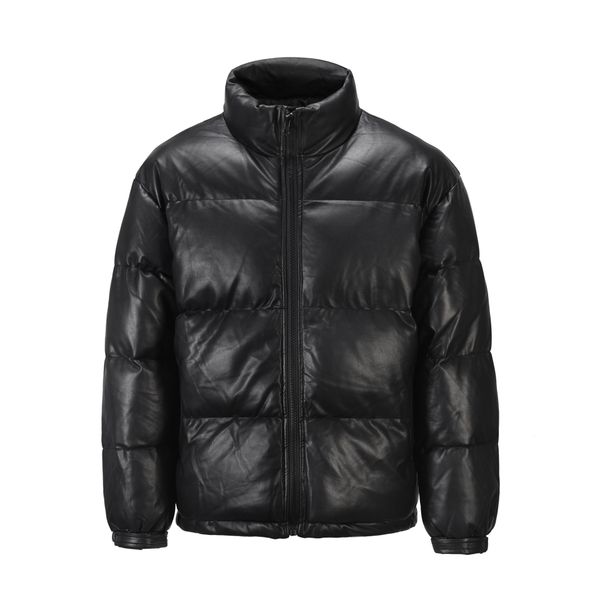 men's pu leather parka winter jacket high street solid fashion men women warm padded coats overcoat jackets yc, Black
men's pu leather parka winter jacket high street solid fashion men women warm padded coats overcoat jackets yc, Black