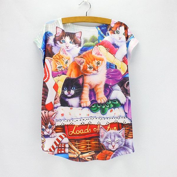 women's t-shirt novelty 3d print cats tees women short sleeve o-neck t-shirts american & european fashion design summer, White
women's t-shirt novelty 3d print cats tees women short sleeve o-neck t-shirts american & european fashion design summer, White