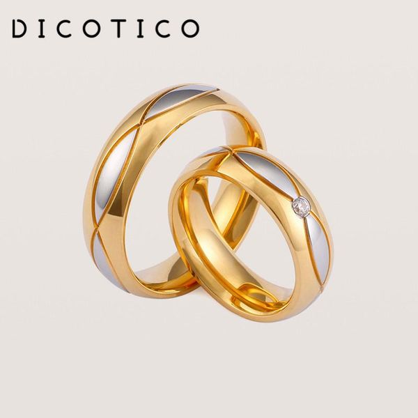 wedding rings dicotico stainless steel couple jewelry trendy round gold color finger romantic zircon women man, Slivery;golden
wedding rings dicotico stainless steel couple jewelry trendy round gold color finger romantic zircon women man, Slivery;golden