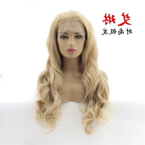 long mixed gold large curly hair wig chemical fiber front lace semi hand woven headgear high temperature silk, Black
long mixed gold large curly hair wig chemical fiber front lace semi hand woven headgear high temperature silk, Black