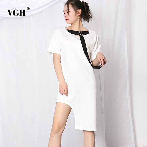 vgh asymmetrical black women's t shirt o neck short sleeve lace up hit color loose irregular hem t shirts female summer 210421, White
vgh asymmetrical black women's t shirt o neck short sleeve lace up hit color loose irregular hem t shirts female summer 210421, White