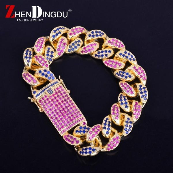 link, chain 20mm men's chunky colorful zircon miami cuban link bracelet bling hip hop jewelry gold silver cz 20cm, Black
link, chain 20mm men's chunky colorful zircon miami cuban link bracelet bling hip hop jewelry gold silver cz 20cm, Black