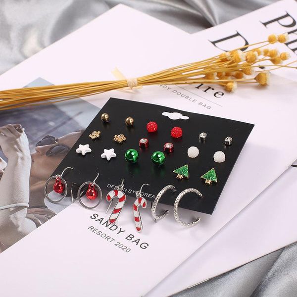stud 12 pairs set christmas tree alloy five-pointed star earrings female 2021 creative european and american jewelry gift, Golden;silver
stud 12 pairs set christmas tree alloy five-pointed star earrings female 2021 creative european and american jewelry gift, Golden;silver
