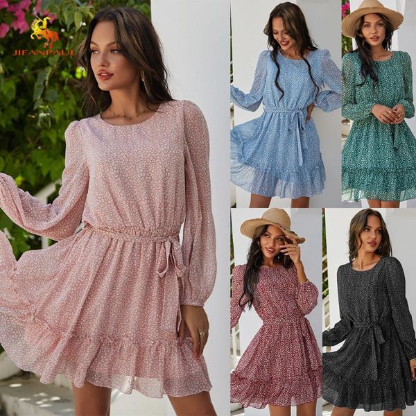 casual dresses 2021 summer products fashion women's waist round neck printed dress was thin thinner, Black;gray
casual dresses 2021 summer products fashion women's waist round neck printed dress was thin thinner, Black;gray
