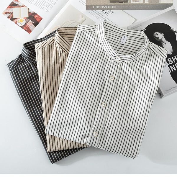 men's casual shirts 1106 summer men striped double big pockets single-breasted stand collar cotton linen short sleeve male, White;black
men's casual shirts 1106 summer men striped double big pockets single-breasted stand collar cotton linen short sleeve male, White;black