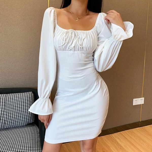 casual dresses women autumn square collar flying sleeve ruched lace up fashion bodycon mini dress white, Black;gray
casual dresses women autumn square collar flying sleeve ruched lace up fashion bodycon mini dress white, Black;gray
