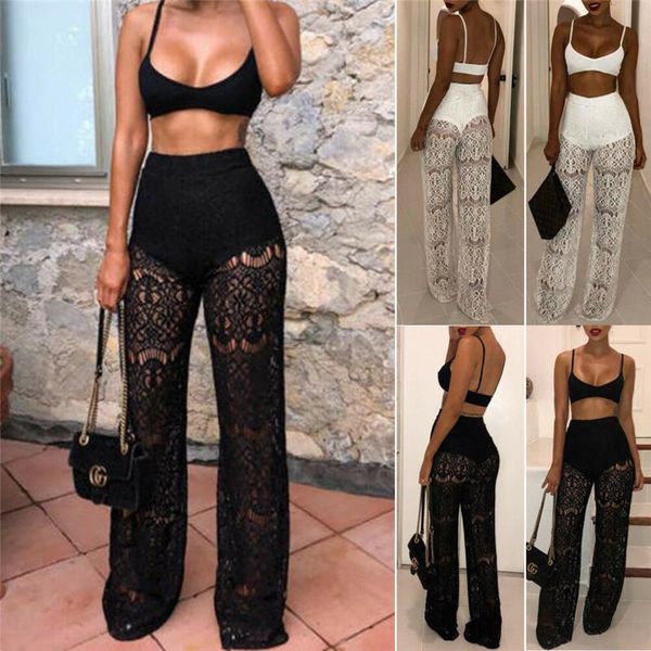 women's pants & capris hirigin fashion summer club women lace long lady high waist loose hollow out beach party trousers, Black;white
women's pants & capris hirigin fashion summer club women lace long lady high waist loose hollow out beach party trousers, Black;white