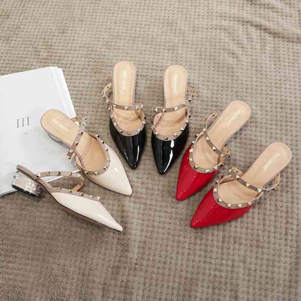 baotou sandals women wear half trailer 2021 spring new versatile pointed rivet summer 34, Black
baotou sandals women wear half trailer 2021 spring new versatile pointed rivet summer 34, Black
