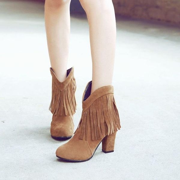 boots big size rejuvenated pointed high heel thick fashion with cylindrical fringes, Black
boots big size rejuvenated pointed high heel thick fashion with cylindrical fringes, Black