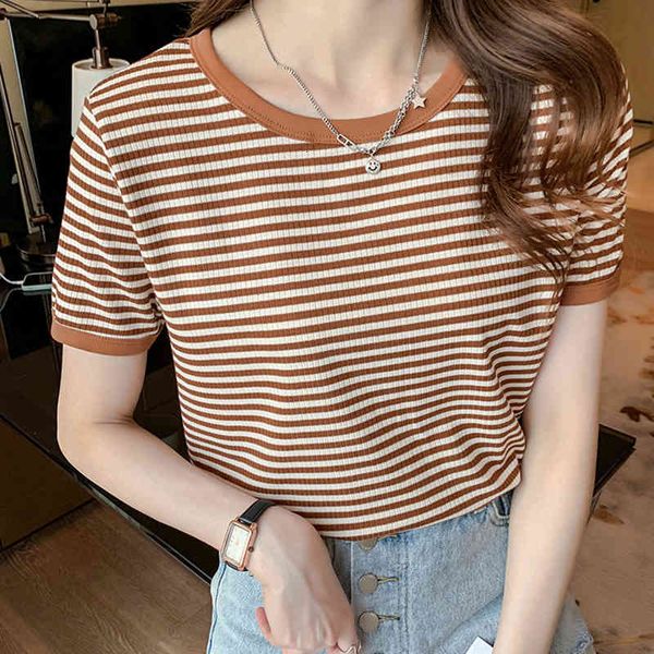 women's t-shirt fashionable blouses, v-neck shirts and stripes, of cotton, korean style, short sleeve, for summer mynn, White
women's t-shirt fashionable blouses, v-neck shirts and stripes, of cotton, korean style, short sleeve, for summer mynn, White