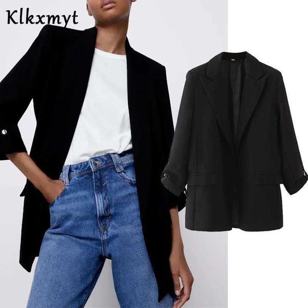 klkxmyt za women fashion office wear black elegant casual blazer coat vintage rollable long sleeve female outerwear chic 210527, White;black
klkxmyt za women fashion office wear black elegant casual blazer coat vintage rollable long sleeve female outerwear chic 210527, White;black