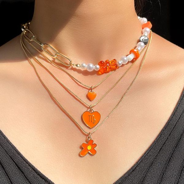 chains multi-layer resin bear mushroom pearl beaded necklaces for women heart flowers pendant golden metal chain jewelry gift, Silver
chains multi-layer resin bear mushroom pearl beaded necklaces for women heart flowers pendant golden metal chain jewelry gift, Silver