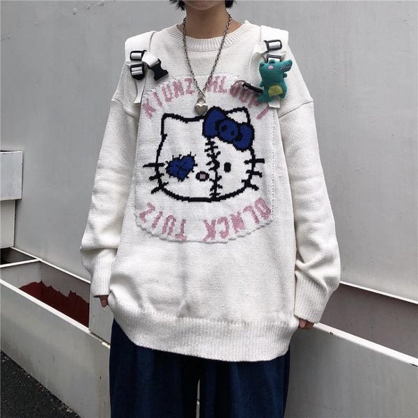 women's sweaters harajuku sweater pullover japanese cartoon cat print lazy style loose large size casual ladies, White;black
women's sweaters harajuku sweater pullover japanese cartoon cat print lazy style loose large size casual ladies, White;black