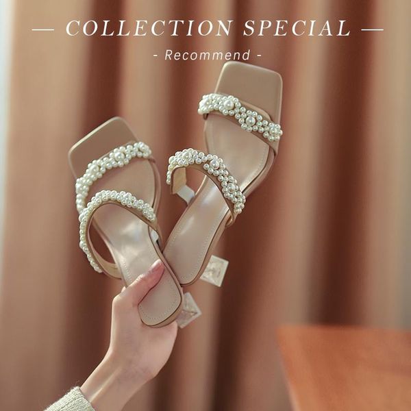 women slippers natural leather korean plus size 22-26cm full pearl chain strap summer shoes crystal heel, Black
women slippers natural leather korean plus size 22-26cm full pearl chain strap summer shoes crystal heel, Black