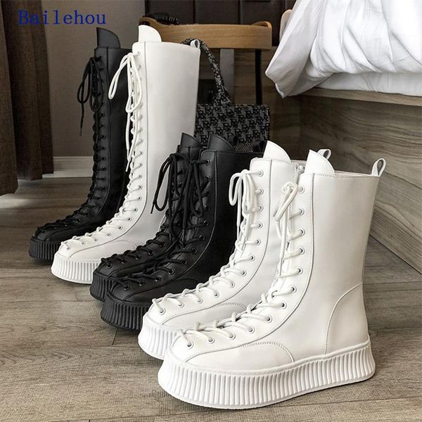 boots women thick platform knee-high 2021 autumn boot solid lace-up shoe fashion punk riding mid-calf round toe shoes, Black
boots women thick platform knee-high 2021 autumn boot solid lace-up shoe fashion punk riding mid-calf round toe shoes, Black