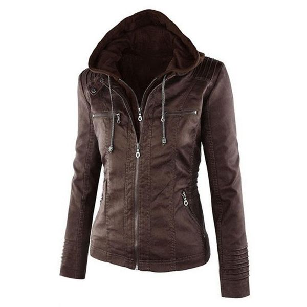 women's leather & faux 2021 europe united states long sleeve hooded detachable vintage zipper coat jacket female autumn plus size 7xl, Black
women's leather & faux 2021 europe united states long sleeve hooded detachable vintage zipper coat jacket female autumn plus size 7xl, Black