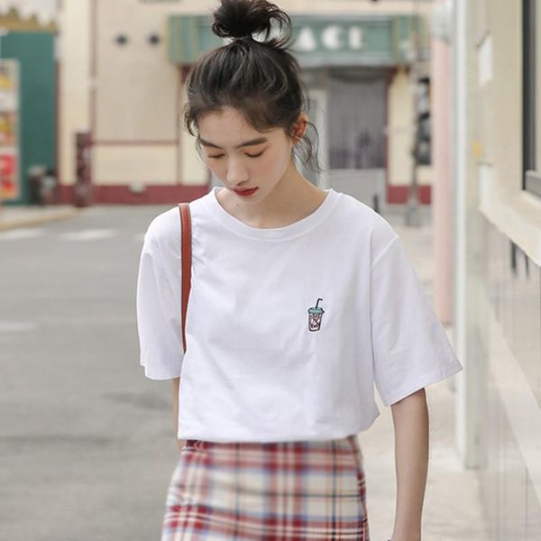women's t-shirt o 2021 ladies summer loose versatile simple solid color short-sleeved, White
women's t-shirt o 2021 ladies summer loose versatile simple solid color short-sleeved, White