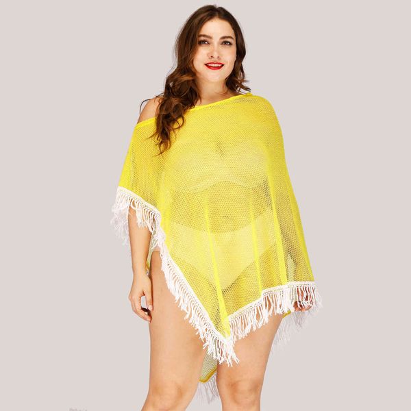 women's plus size large cotton mesh stitching long tassel irregular off shoulder beach blouse perspective 6004
women's plus size large cotton mesh stitching long tassel irregular off shoulder beach blouse perspective 6004