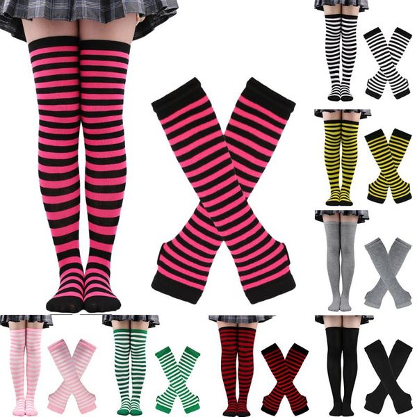 elbow & knee pads long festive cosplay sleeve high socks set striped arm sleeves fingerless for christmas, Black;gray
elbow & knee pads long festive cosplay sleeve high socks set striped arm sleeves fingerless for christmas, Black;gray