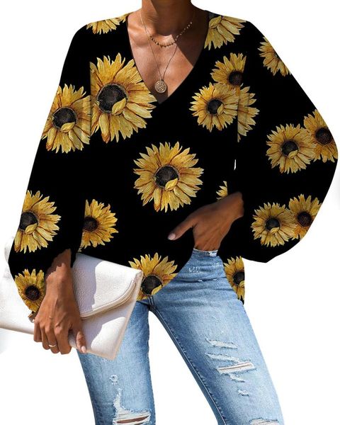 women's blouses & shirts nopersonality printing sunflower blouse for women casual spring summer stylish female long sleeve loose, White
women's blouses & shirts nopersonality printing sunflower blouse for women casual spring summer stylish female long sleeve loose, White