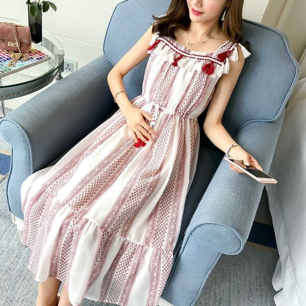 2020 summer sleeveless pregnant women striped chiffon strap beach dress tassel collar ruffles hem bohemian maternity p dress x0902, White
2020 summer sleeveless pregnant women striped chiffon strap beach dress tassel collar ruffles hem bohemian maternity p dress x0902, White