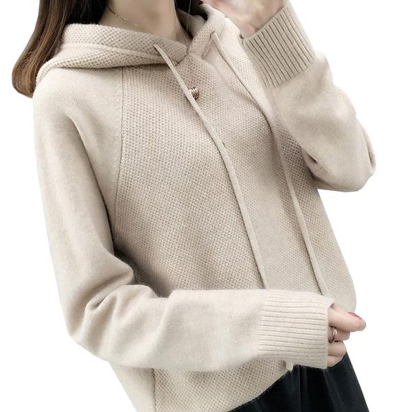 hooded sweater women autumn mujer invierno 2021 loose all match solid bottoming knitwear pull femme women's sweaters, White;black
hooded sweater women autumn mujer invierno 2021 loose all match solid bottoming knitwear pull femme women's sweaters, White;black