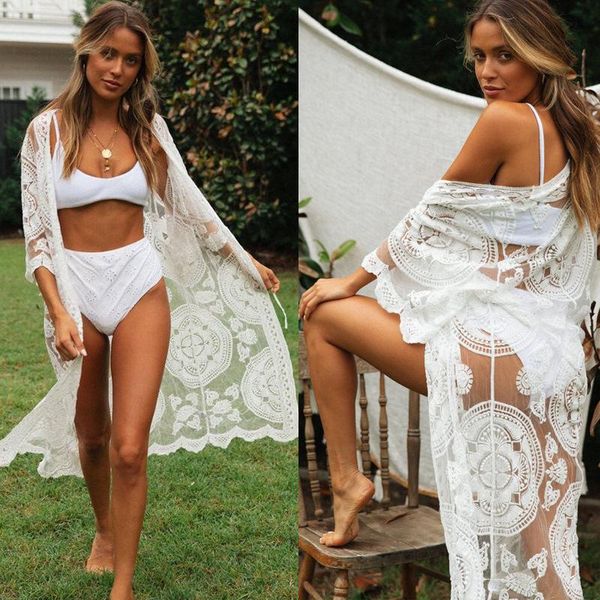 women's swimwear 2021 loose embroidered lace bikini mesh cardigan beachwear mid-length women sun protection shirt shawl -40, White;black
women's swimwear 2021 loose embroidered lace bikini mesh cardigan beachwear mid-length women sun protection shirt shawl -40, White;black