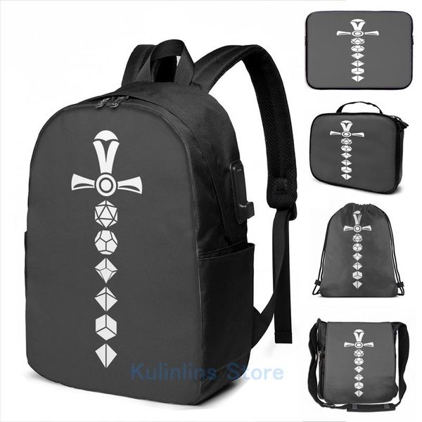 backpack funny graphic print polyhedral dice sword of the fighter usb charge men school bags women bag travel laptop
backpack funny graphic print polyhedral dice sword of the fighter usb charge men school bags women bag travel laptop