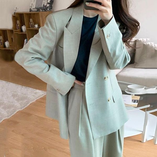 women's two piece pants korean chic temperament lapel double-breasted loose suit jacket + pleated high waist casual wide-leg trousers a, White
women's two piece pants korean chic temperament lapel double-breasted loose suit jacket + pleated high waist casual wide-leg trousers a, White