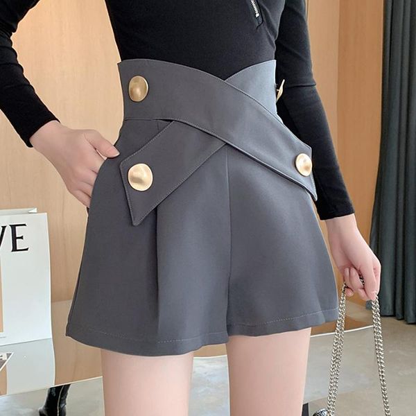 women's shorts elegant high waisted women 2021 autumn winter button wide leg plus size office lady short femme, White;black
women's shorts elegant high waisted women 2021 autumn winter button wide leg plus size office lady short femme, White;black