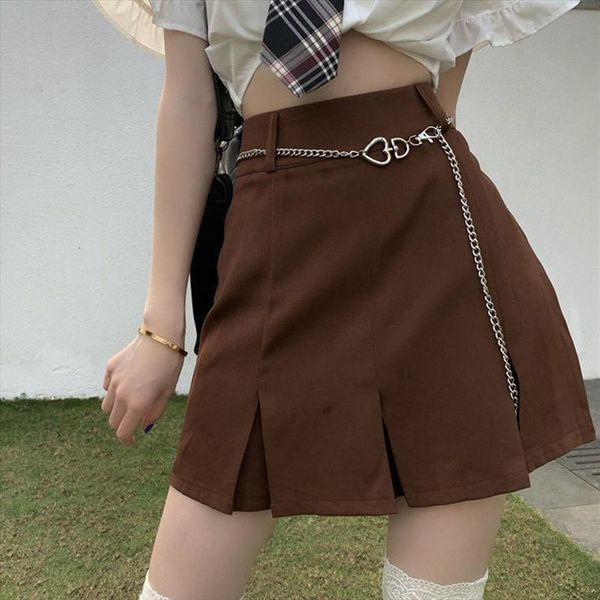 vintage y2k pleated chain belt women skirts high waist brown mini summer korean fashion harajuku school girls, Black
vintage y2k pleated chain belt women skirts high waist brown mini summer korean fashion harajuku school girls, Black