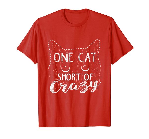 one cat short of crazy funny t-shirt, White;black 
one cat short of crazy funny t-shirt, White;black