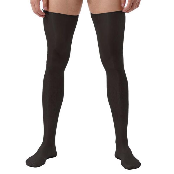 men's socks 1 pair mens lingerie thigh high silk long stockings glossy anti-skid soft sheer compression elasticity, Black
men's socks 1 pair mens lingerie thigh high silk long stockings glossy anti-skid soft sheer compression elasticity, Black