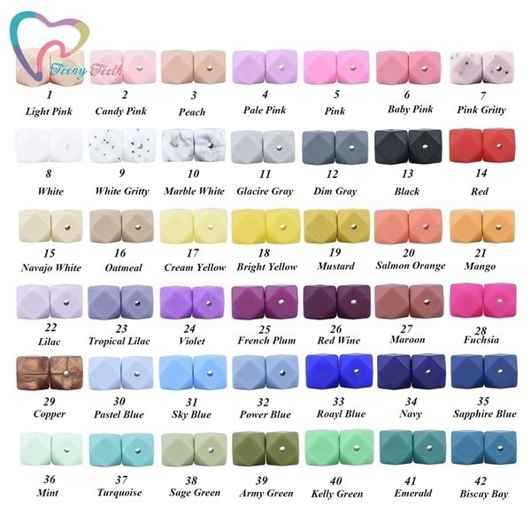teeny teeth 50 pcs 42 colors 14-17 mm silicone hexagon diy geometric loose beads for baby nursing teething toys
teeny teeth 50 pcs 42 colors 14-17 mm silicone hexagon diy geometric loose beads for baby nursing teething toys