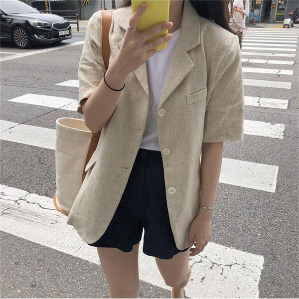 women's suits & blazers hzirip 2021 korea summer ol women loose office ladies fashion notched blazer single breasted simple short sleev, White;black
women's suits & blazers hzirip 2021 korea summer ol women loose office ladies fashion notched blazer single breasted simple short sleev, White;black