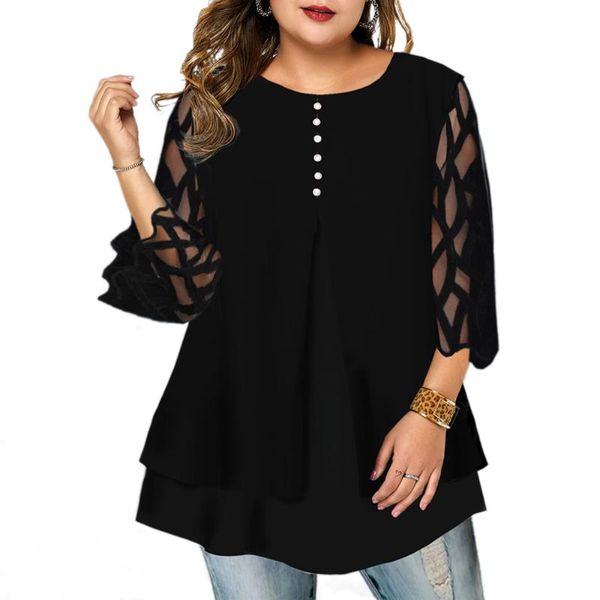 plus size t-shirt 6xl geometric translucent sleeve blouse casual button womens blouses ruffled long shirts blusas d25, Black
plus size t-shirt 6xl geometric translucent sleeve blouse casual button womens blouses ruffled long shirts blusas d25, Black
